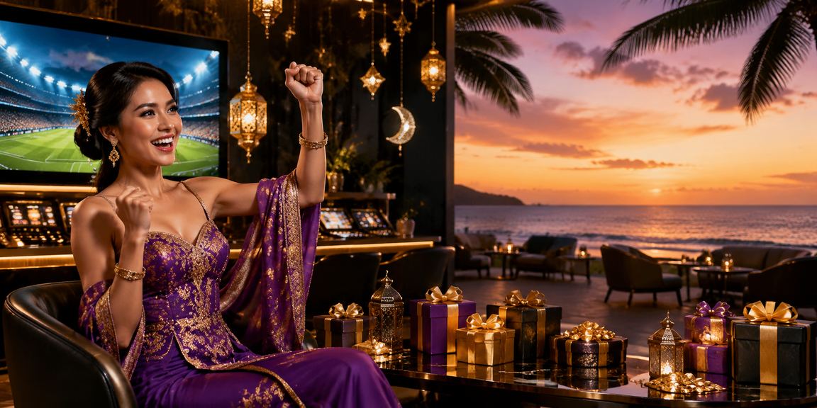 Suasana taruhan casino di tepi pantai dengan nuansa neon malam