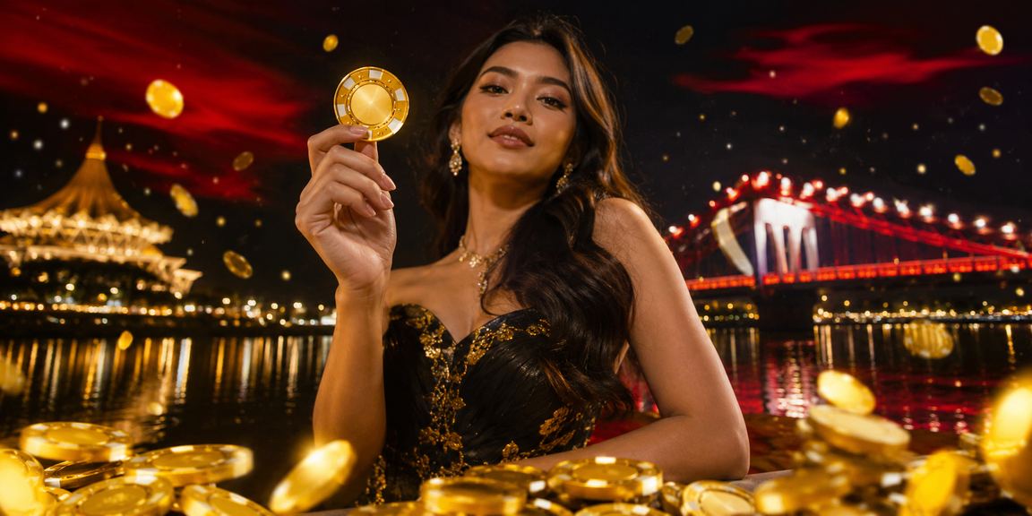 Suasana hiburan casino malam hari yang semarak di Vietnam